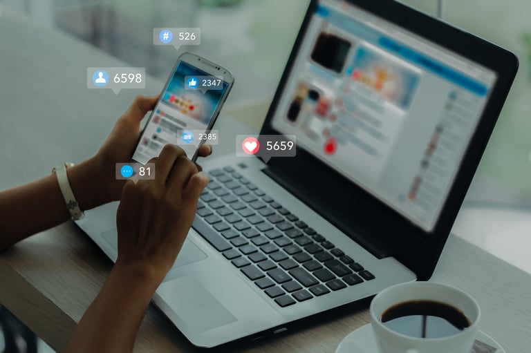 Creator using social media on phone